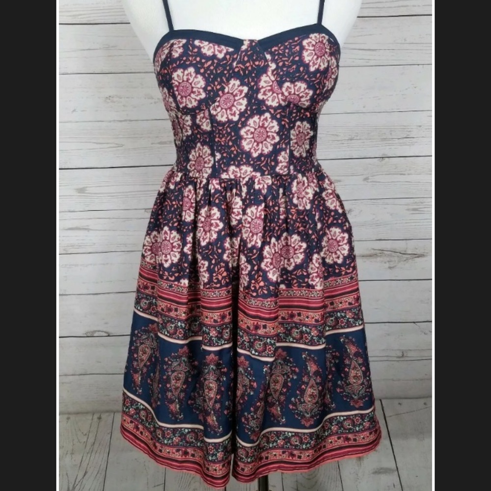 Boho Band Of Gypsies Floral Paisley Skater Dress